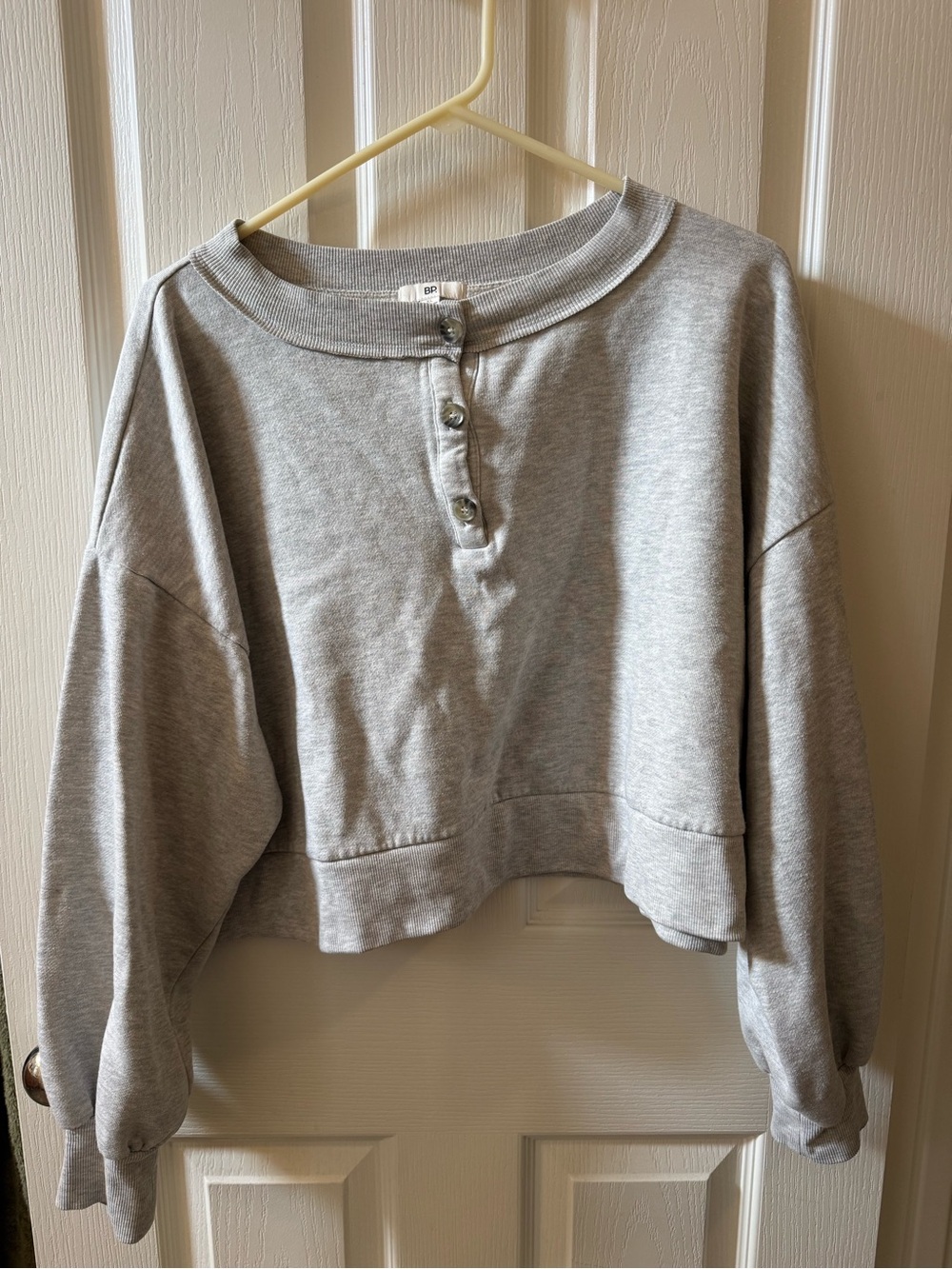 bp Light Gray Cropped Henley Pullover